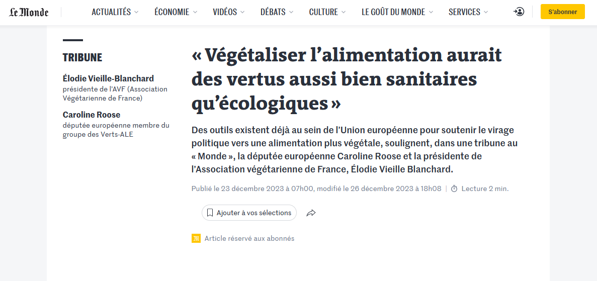 Végétaliser l alimentation pour la santé et l écologie Tribune dans